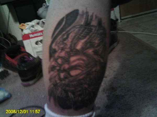 I tattooed this on my buddy joshs leg tattoo
