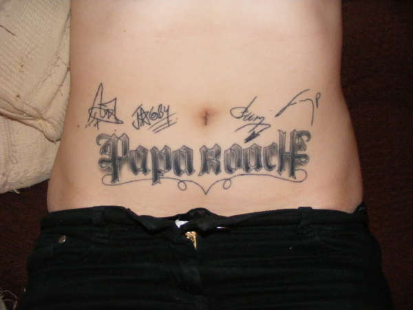 Papa Roach and signatures tattoo.