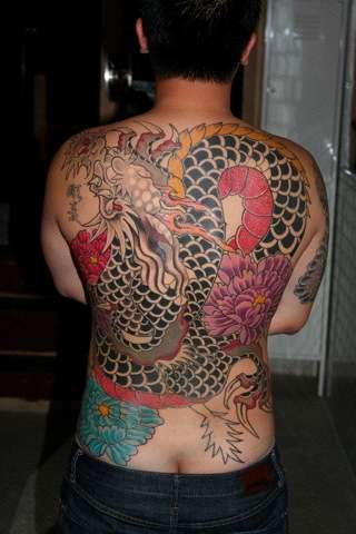 back dragon color tattoo