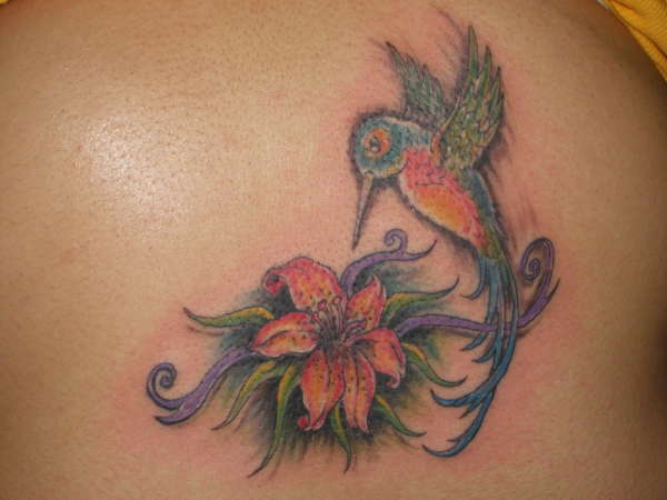 bird with flower tattoo