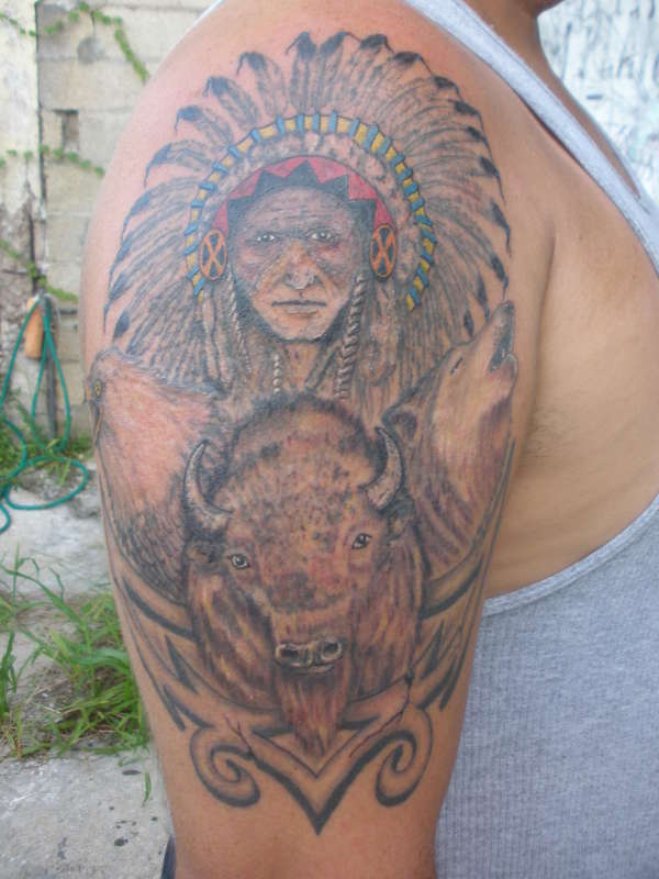indian chief with your animals spirits tattoo