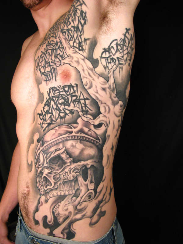 kapala skull and tree tattoo