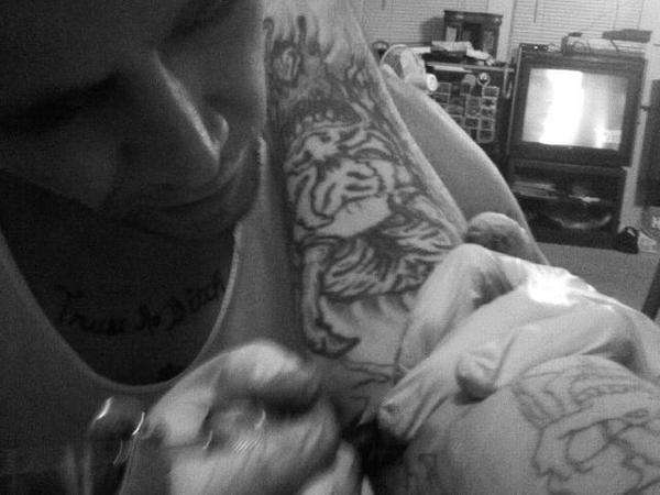 me tattooing on my brothers arm tattoo
