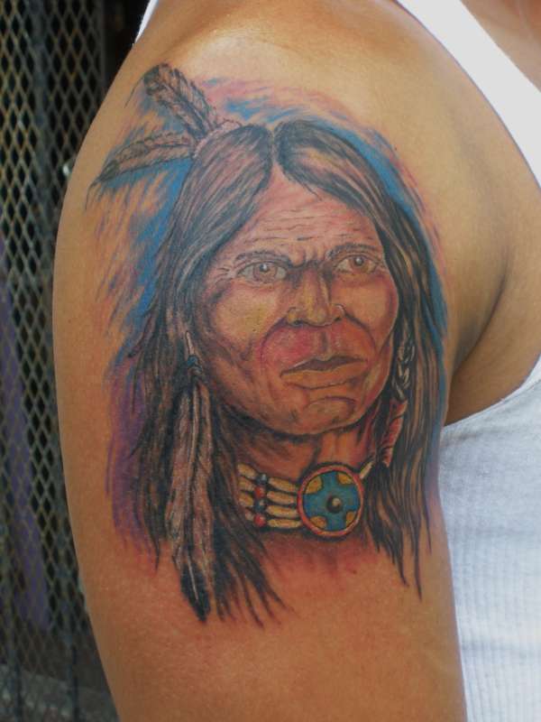 native american portrait tattoo
