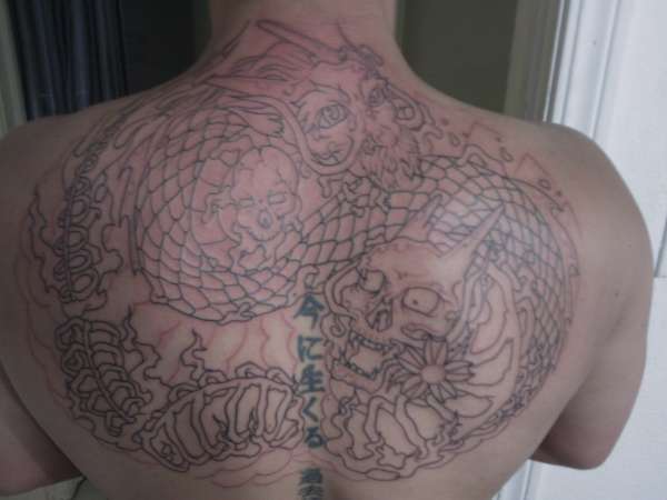 Beginning of back piece tattoo