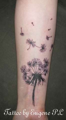 Dandelion on forearm tattoo