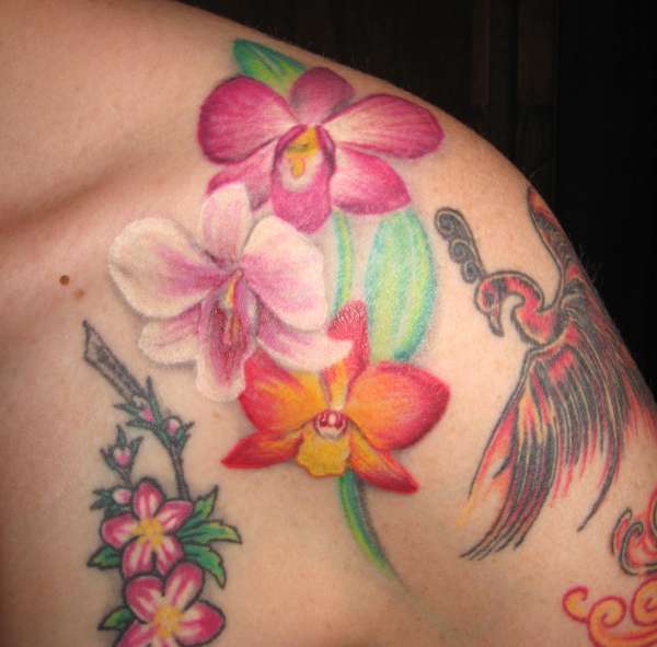 Orchids from Hawaii tattoo