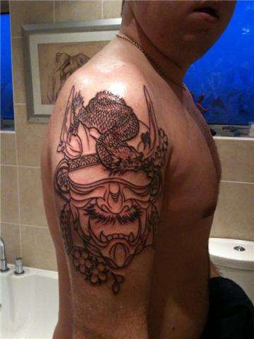 Samurai Mask - 1st Sitting tattoo