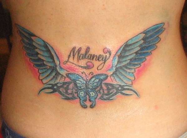 Butterfly, Angel Wings, Daughters Name, Tribal tattoo
