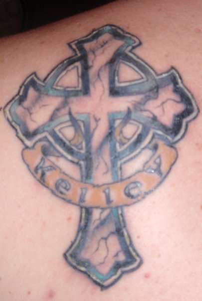 Celtic Cross Dedication tattoo