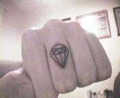 Diamond on finger tattoo