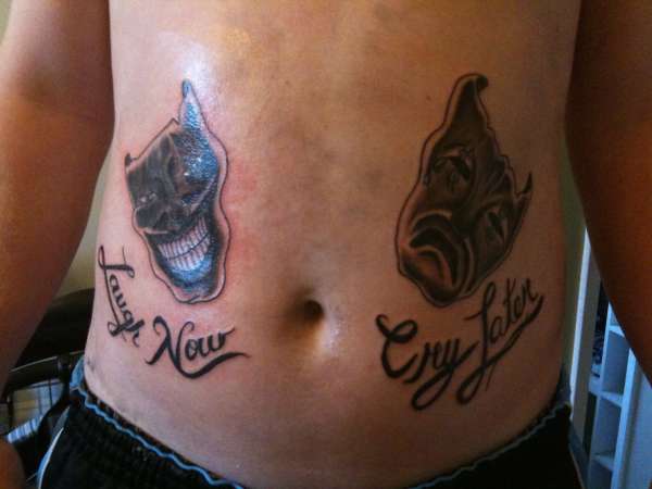 world famos laugh now cry later tattoo