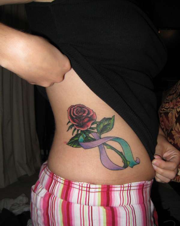 Memorial/Survivor Rose with Ribbon tattoo