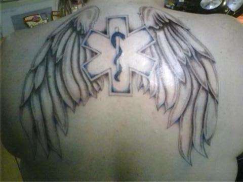 Star of Life with Angel Wings tattoo