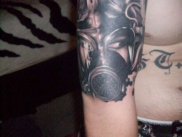 girl in gas mask tattoo