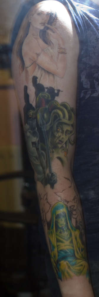 greek mythology sleeve tattoo
