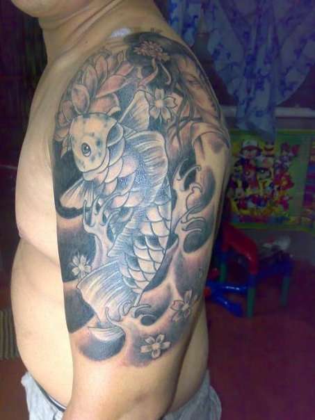 koi and gesiha lotus tattoo