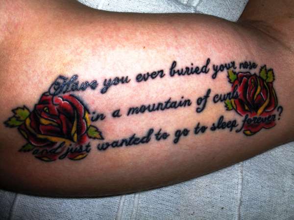 rose + quote tattoo