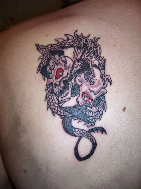 Dragon and Skull tattoo