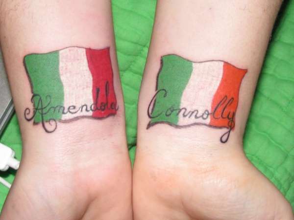 Family Names and Flags tattoo