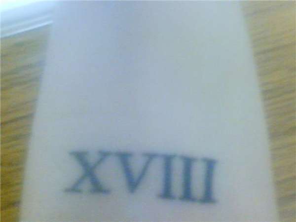 Roman Numeral 18 tattoo