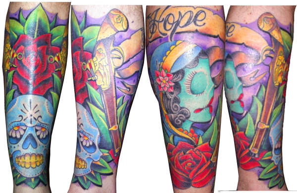 traditional leg sleeve full tattoo
