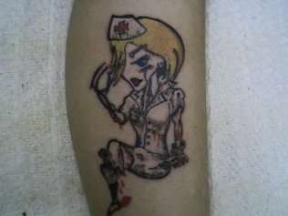 Bio nurse tat on calf tattoo