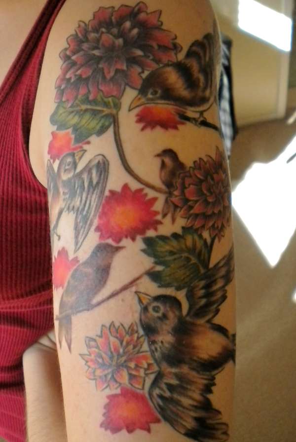 Birds and Flowers - finished tattoo