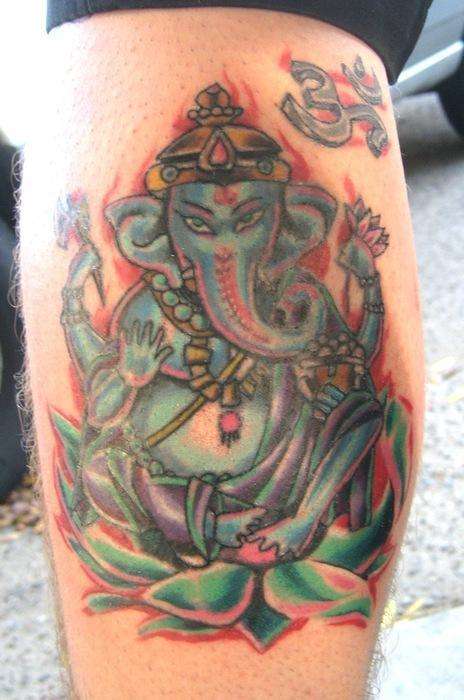 "Ganesh" Left Calve tattoo