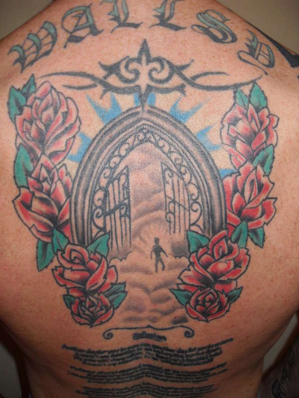 heaven gates with angels tattoo
