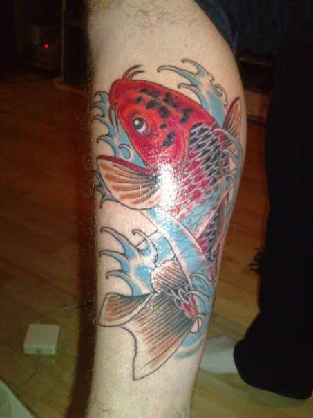 KOI FISH. LEFT CALF 2ND TATTOO ( better pic) tattoo