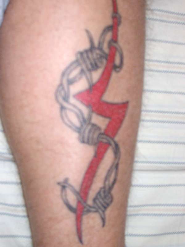 Lightning Bolts and Barb wire tat tattoo