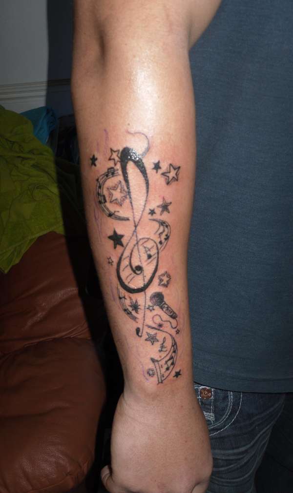 star and music note tattoo designs