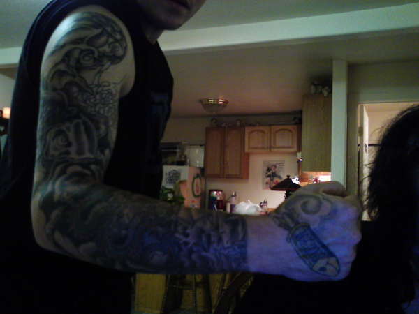 Oriental themed sleeve in progress tattoo