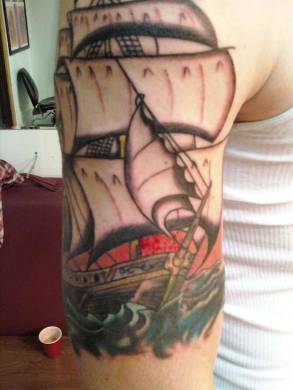 old ship tattoo