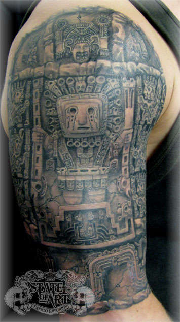 Aztec half sleeve tattoo