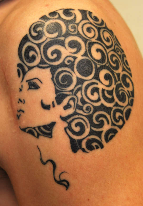 Funky psychedelic girl tattoo