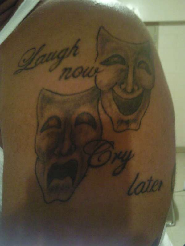 laugh now cry later tattoo hand