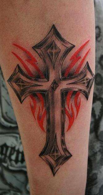 cross /red tribal tattoo