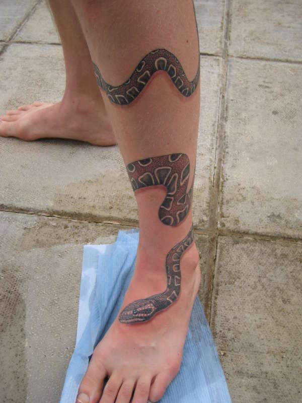 leg snake tattoo