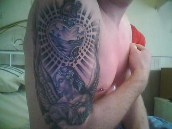 Angel & Sacred Heart tattoo
