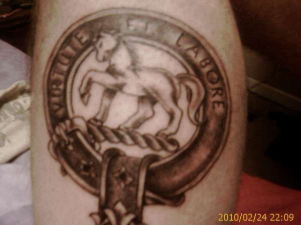 Family Crest with Motto tattoo