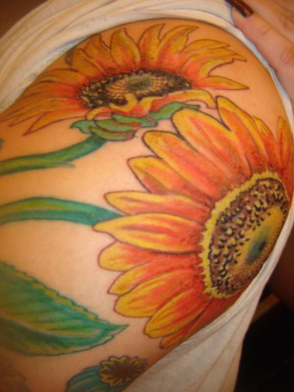 Start of my floral sleeve-shoulder tattoo