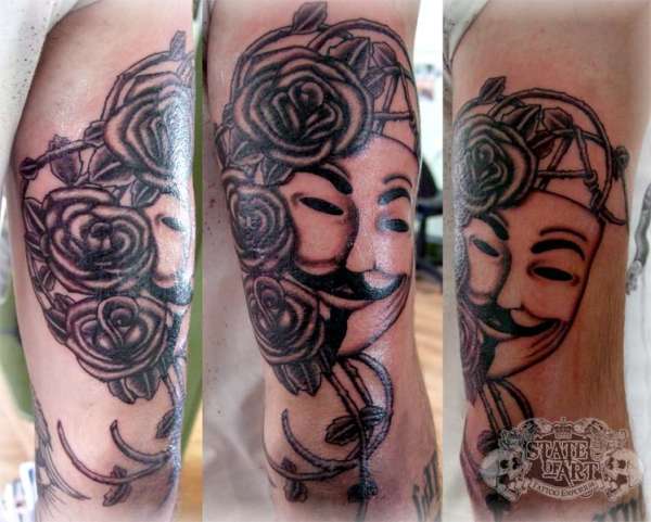 Vendetta mask tattoo