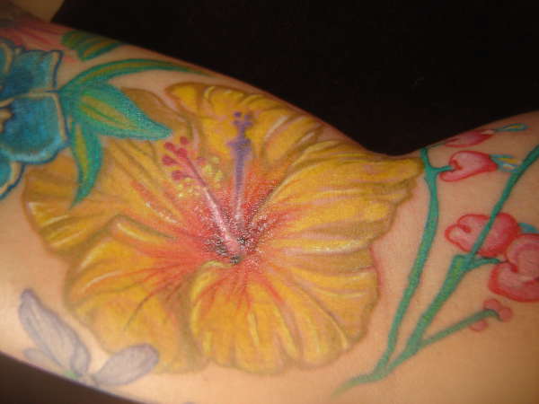 Start of my floral sleeve-Hibiscus tattoo