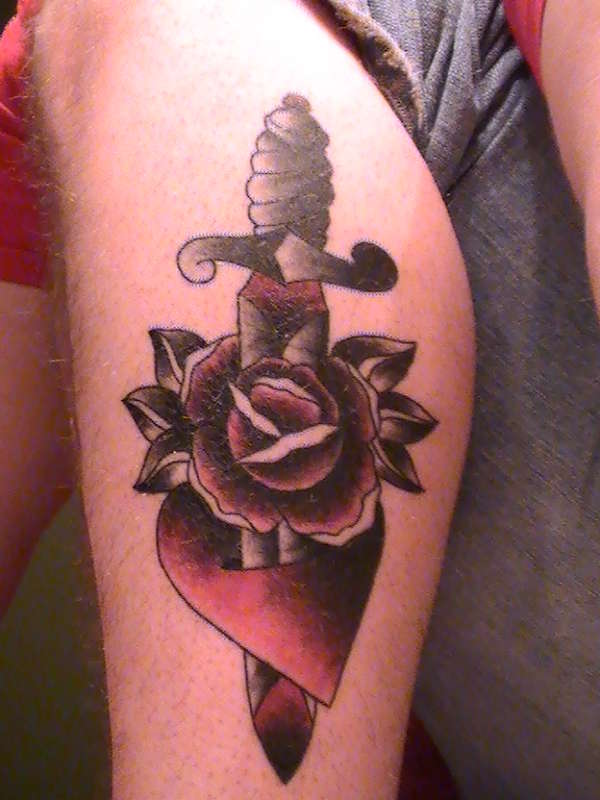 daggerd heart and rose tattoo