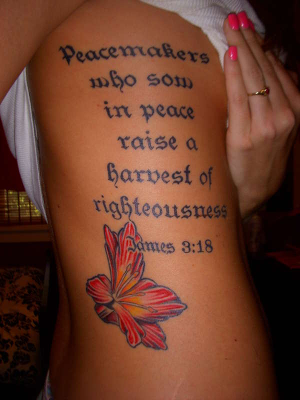 Bible Verse and flower tattoo