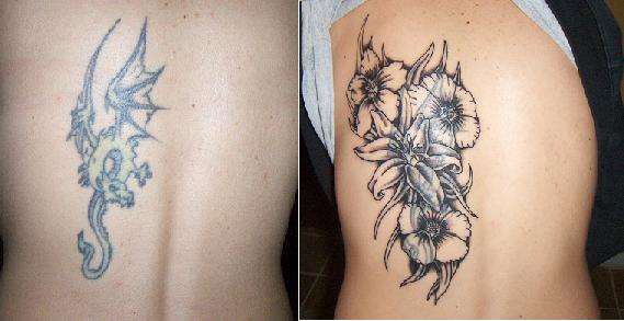 Dragon/Flower Cover Up tattoo