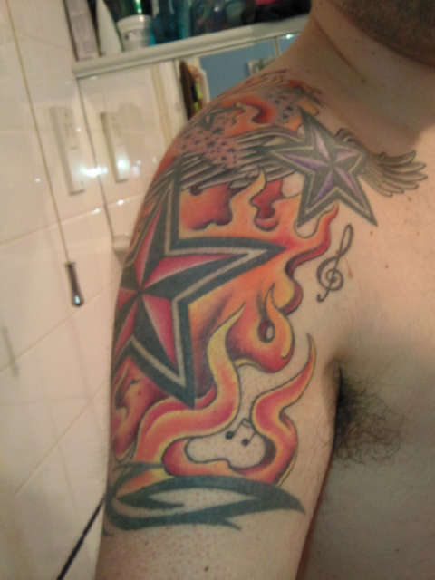 Flames and Stars etc part 3! tattoo