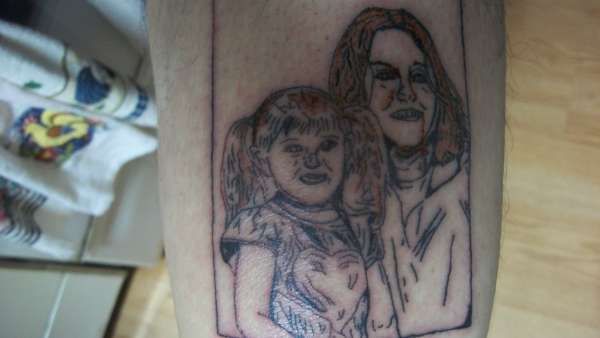 My very first portrait tat, of my 2 daughters tattoo